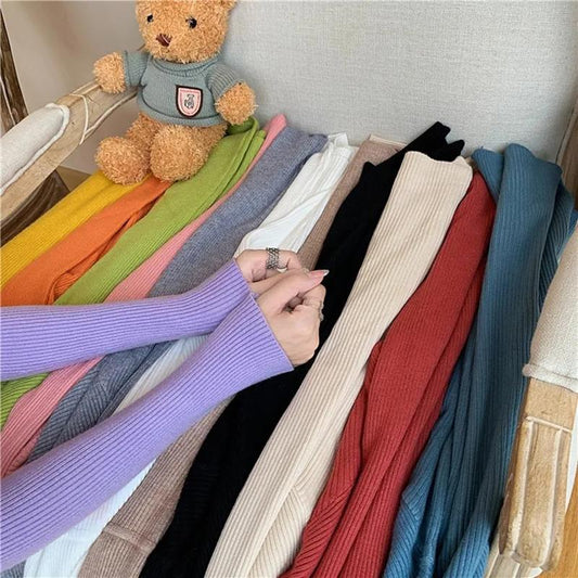 Autumn Winter Sweater Women Turtleneck Sweaters Knitted Jumper Solid Long Sleeve Slim Pullover Sweater Women Korean Fashion Basic Top Clothes