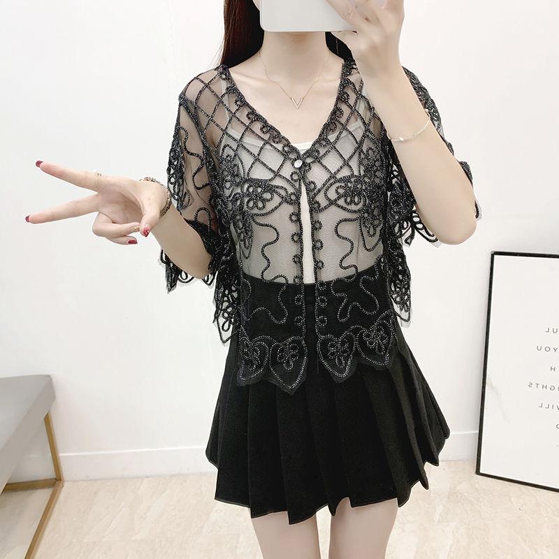 Irregular Summer Short Coat Cardigan Women Solid Color Sun Protection Thin Air Conditioning Shawl