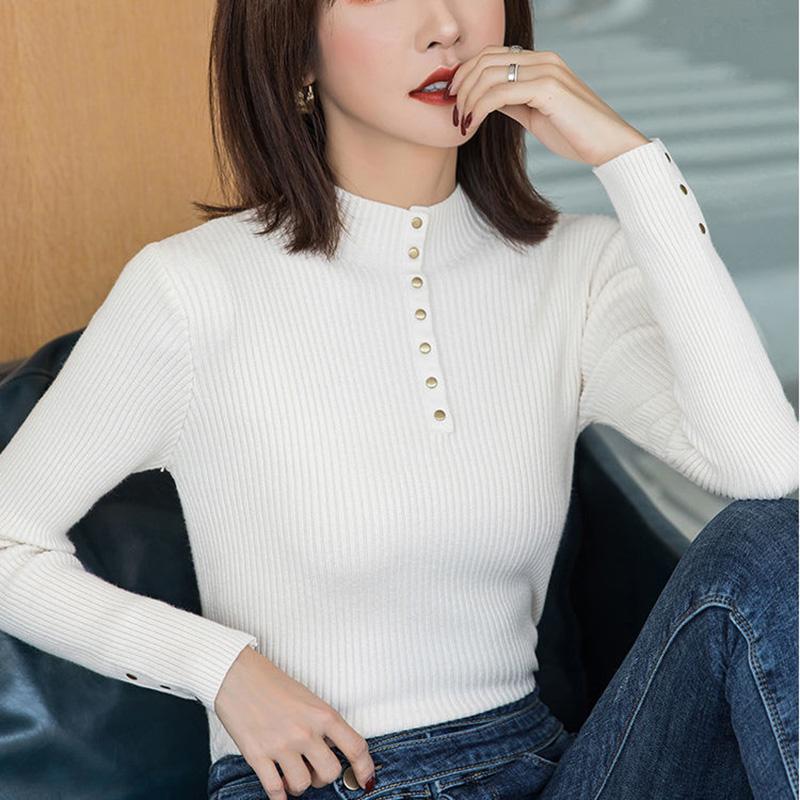 Half-high Neck Bottoming Sweater Women Fall/winter Long-sleeved Stretch Slim-fit Inner Base Sweater Women's Top Sweater