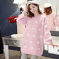 Fall/Winter Maternity Dress Long Sleeve Loose Fashion Top Color Block Round Neck Sweater