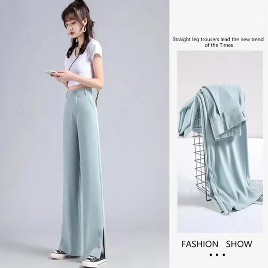 Thin Ice Silk Suit Pants Casual Women's Pants Spring and Summer High Waist Chiffon Wide-leg Pants
