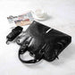 Business Briefcase Men Black Striped PU Leather Handbag Shoulder Diagonal Computer Bag
