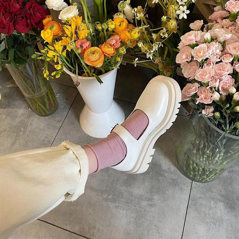Female Spring Retro Leather Shoes with A Buckle All-match Round Toe Shoes Japanese Jk Uniform Shoes