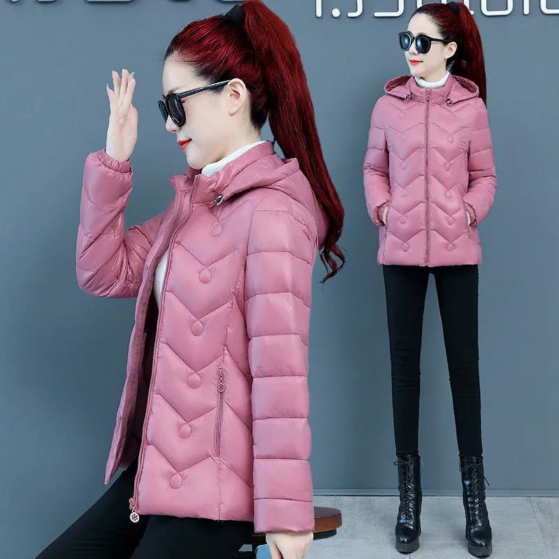 Women's Down Jacket Winter Fashion Hooded Lightweight Jacket Short Solid Color Plus Size Down Jacket