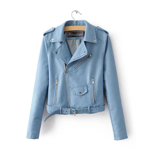 Autumn and Winter Fashion Slim Leather Ladies Short Jacket Pu Jacket Women's Motorcycle Jacket