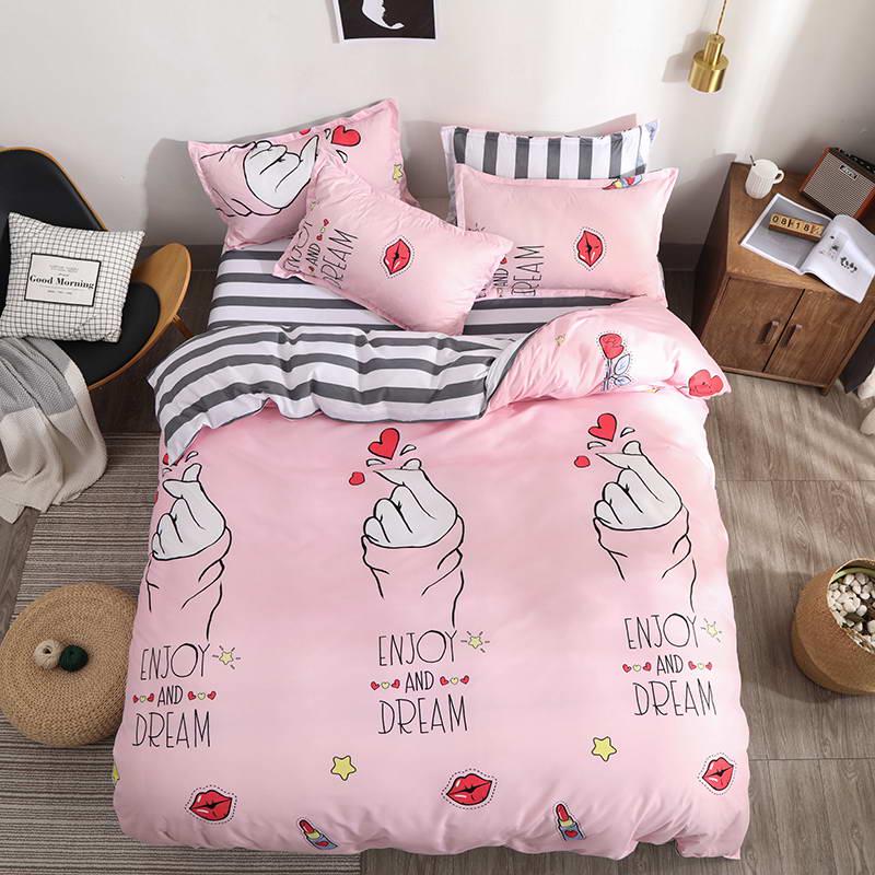 Black And White Stripes Bedding Sets Geometry Soft Bed Sheet Pillowcase &Duvet Cover Se