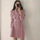Suit Jacket Women's Spring and Autumn Korean Version High Street Design Sense Mid-length Blazer Belt Waist Slim Top Coat Elegent Jacket