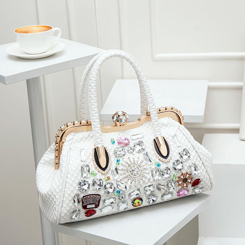 Trendy Fashion Color Diamond Bag Diamond Clip with Diamond Leisure Rhinestone Women's Bag Messenger Shoulder Handbag Lock