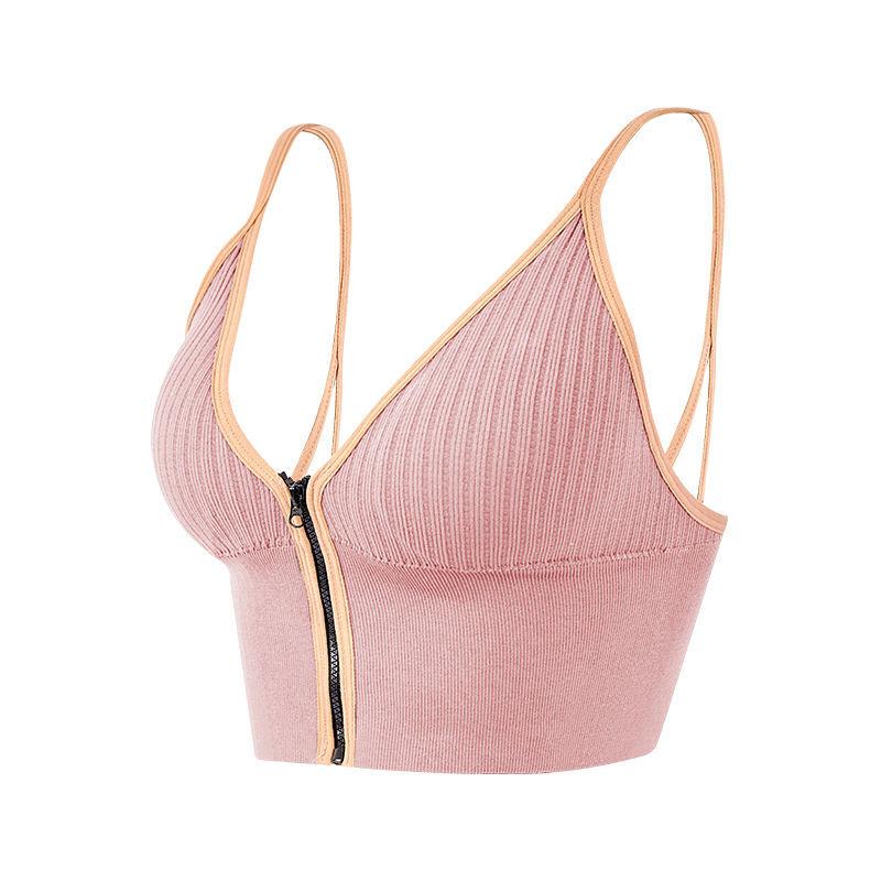 Underwear Women's Anti-sagging Sports Vest Style No Steel Ring Zipper Beautiful Back Underwear Bra Can Be Worn Outside The Sports Vest