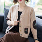 Autumn and Winter Knitted Sweater Cardigan Loose Large Size Top Simple Short Middle-aged Women Jacket