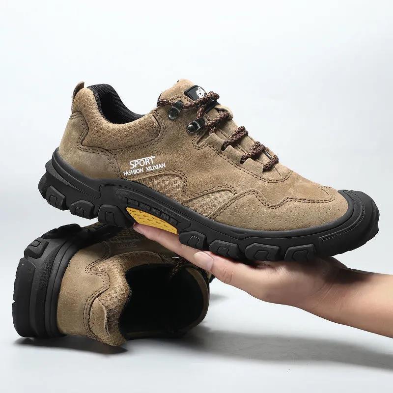 Mountaineering Men's Shoes Winter Plus Velvet Warm Outdoor Casual Leather Shoes Leather Non-slip Wear-resistant Men's Sports Shoes