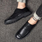 Full Soft Leather Shoes Men's Spring and Autumn Black Casual Shoes Korean Fashion Lazy Shoe