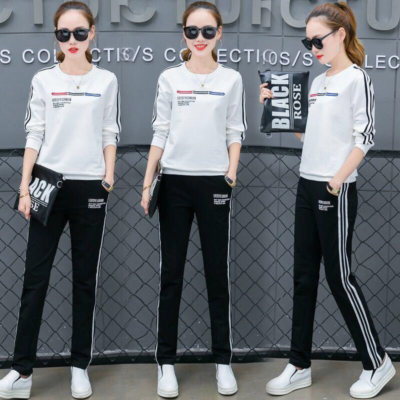 Casual Sweatshirt Set Large Size Spring and Autumn Women 2pcs set Wild Long Sleeve