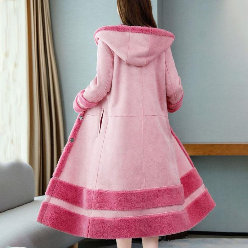 Women Winter Warm Faux Fur Coat Thick Women Long Hooded Coat Women Warm Fleece Lining Coat
