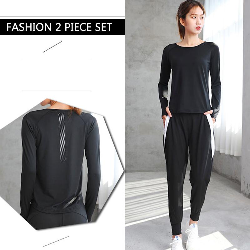 Women's Sports Suit Yoga Clothes Loose Large Size Gym Running Quick Dry Clothes Bodybuilding Fitness Suit Training Set