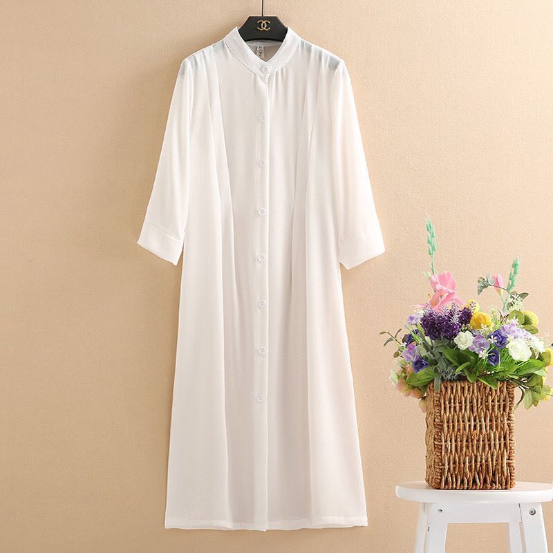 Women's Sun Protection Clothing Sun-Dress Mid-length Plus Size Shawl Loose Outer Chiffon Cardigan Thin Coat Beach