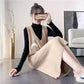 Spring and Autumn Loose Long Sweater Vest Large Size Sleeveless Knitted Vest Skirt Fashion Simple Women Sweater Dress