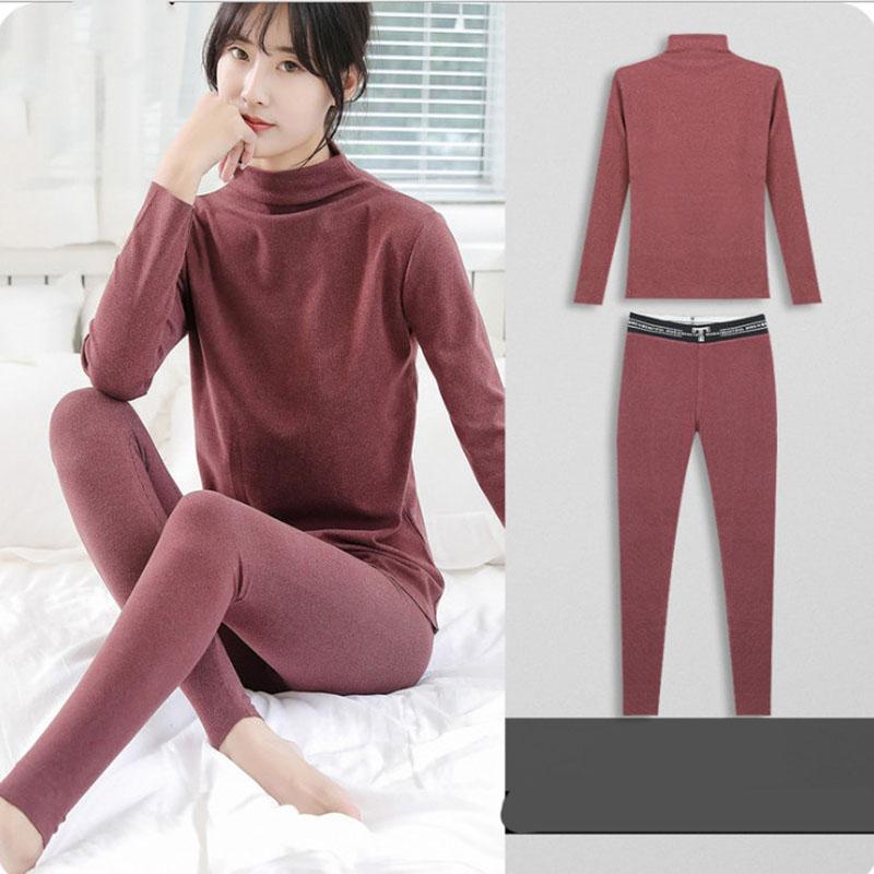 Cationic Velvet Thermal Underwear Set Winter Half-aged Bottoming Shirt Qiuyi Long Trousers Cotton Sweater Two-piece Set