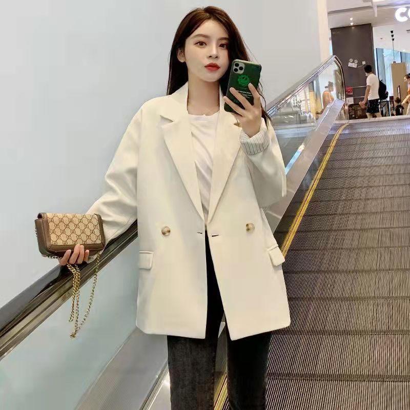 Women's Suit Jacket Spring and Autumn White Korean Version Streetwear Design Suit Ladies Slimming Blazer Loose Top Coat