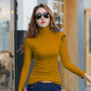 Fashion Women's Pullover Winter High Neck Women's Bottoming Shirt Long-sleeved Solid Color Slim Women's Cotton Top