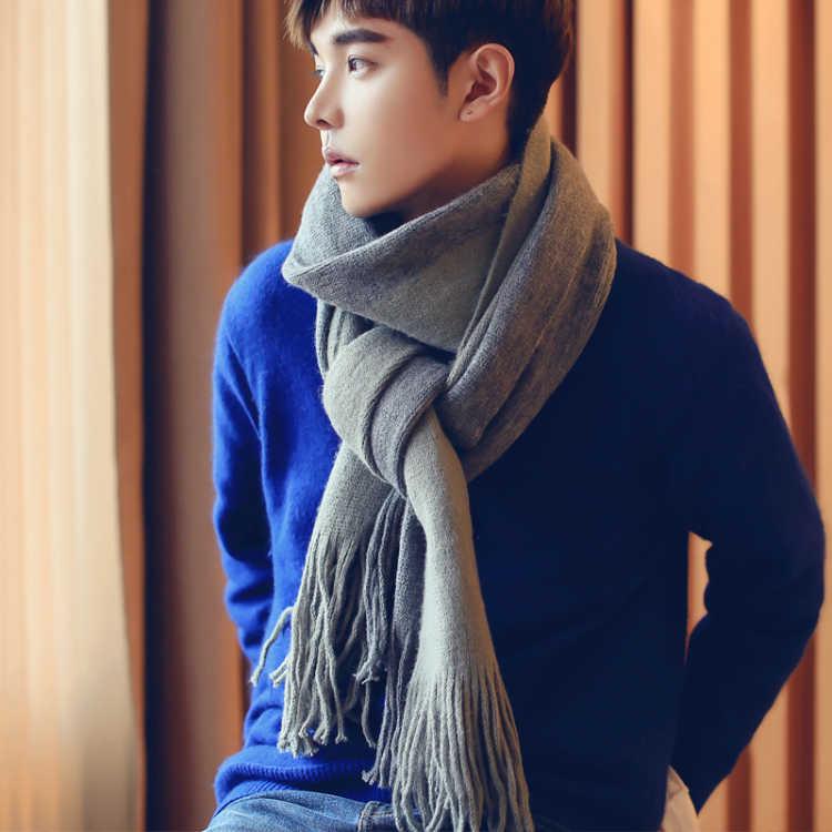 Men Fashion Scarves Men Winter Wool Knitted Cashmere Scarf Couple's Thick Warm Long Scarf