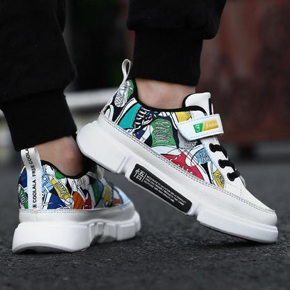 Casual Men's Single Shoes PU Leather Board Shoes White Shoes Waterproof Single Shoes Children's Shoes Low Top