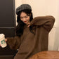 Pofulove lazy style round neck long sleeve sweater women's hedging student wild loose sweater women