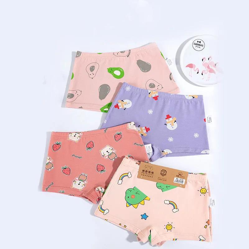 4 Pieces/Lot 2-14Y Children Underwear High Quality Cotton Girls Panties Pattern Kids Boxer Briefs Child Soft Girl Pants