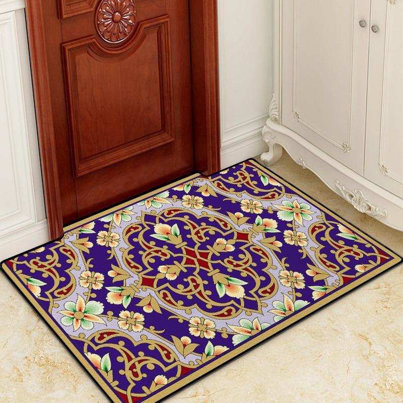 Retro Home Land Pad Door Pad Entrance Home Entoucted Porch Mat Door Foot Pad Water Absorbing Continental Carpet Living Room 60*90cm