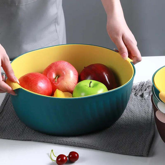 Fruit Basket Living Room Plastic Double Fruit Storage Box Home Kitchen Wash Basket