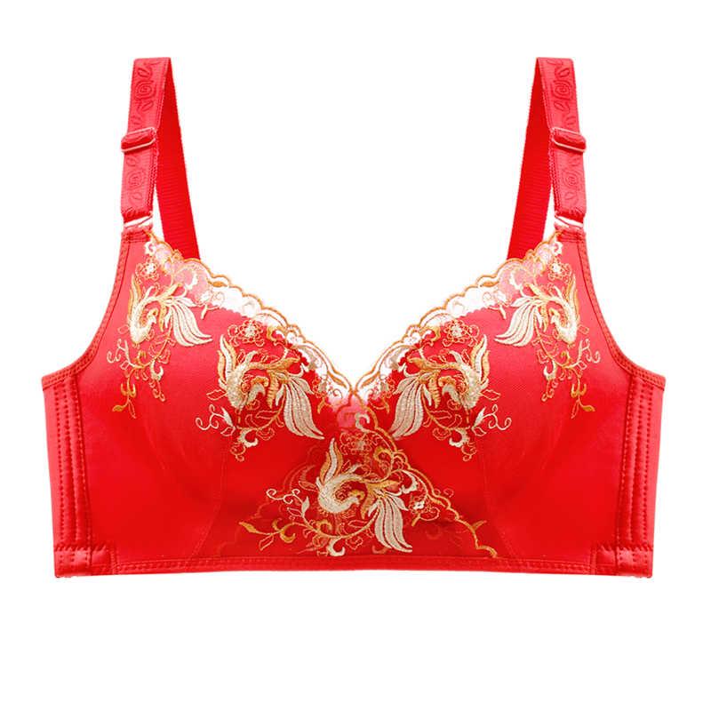 Women Lace Adjustable Gathered Bras Push Up Brassiere 3/4 Back Closure Vest Bra Elegant Bra Thin and Breathable