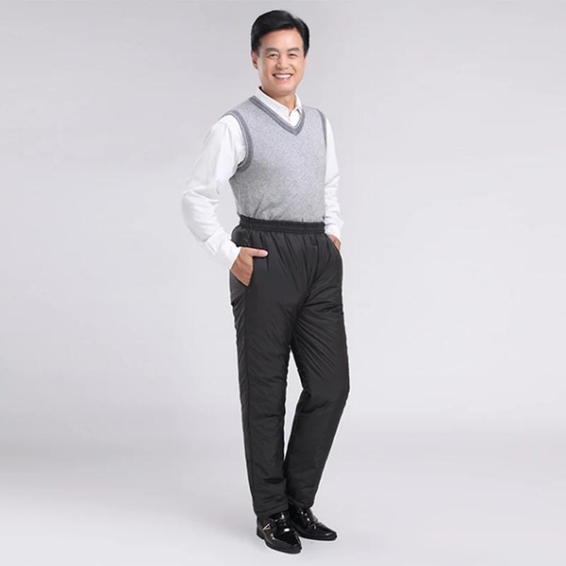 Winter Men's Casual Plus Velvet Pants Suit Solid Warm Vest Loose Large Size Casual Male Extra Thick Warm Cotton High Waist Straight Trousers Set