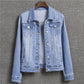 Denim Jacket Women's Autumn and Winter Slim Casual Jeans Jacket Student New Short Top Lapel Classic Denim Coat All Match Jacket
