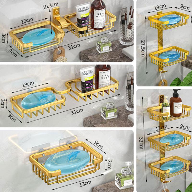 Soap Box Drain Shelf Bathroom Shelf Toilet Creative Free Punch Rack Household Wall-mounted Household Rack Organizer Strong Suction Soap Dish