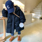 Girls Autumn and Winter Clothing Feather Solid Color Fleece Children's White Duck Down Cotton  Baby Long Loose Thickened Warm Coat