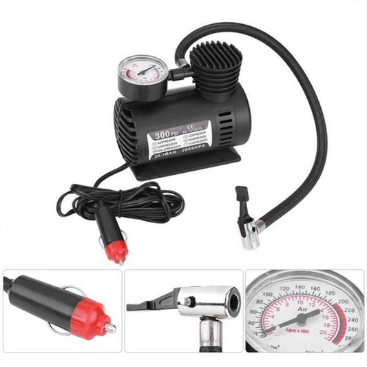 PAU Mini Air Pump 12V Car Air Pump Tire Air Pump Car Mini Emergency Air Pump Pointer Tire Pressure Gauge