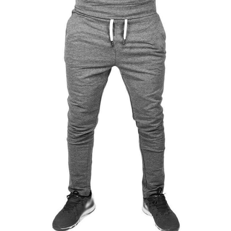 Spring and Autumn Thin Sports Trousers Men's Jogging Pants Slim Fit Elastic Waist Small Pants Solid Color Plus Size Pants