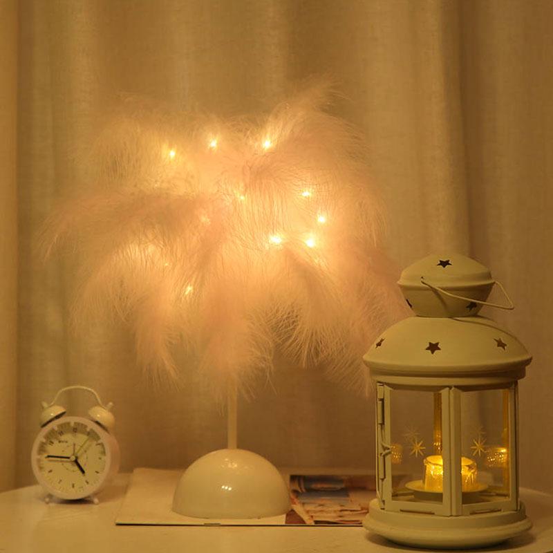 Feather acrylic Table Lamp for bedroom Bedside lamp Reading Room Sitting Room home art deco lamp