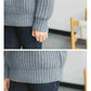 Fall Men's Sweater Trend Solid Color Loose Round Neck Sweater Men's Pullover Thick Line Long-sleeved Top