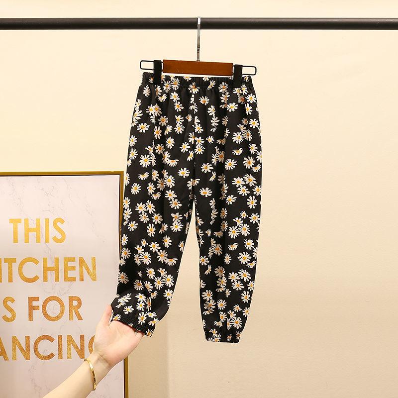 Boy's and Girl's Spring and Summer Casual Pants Children's Autumn Large Size Floral Print Loose Trousers
