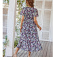 European and American Print Elegant Dress Sexy Holiday Swing Skirt