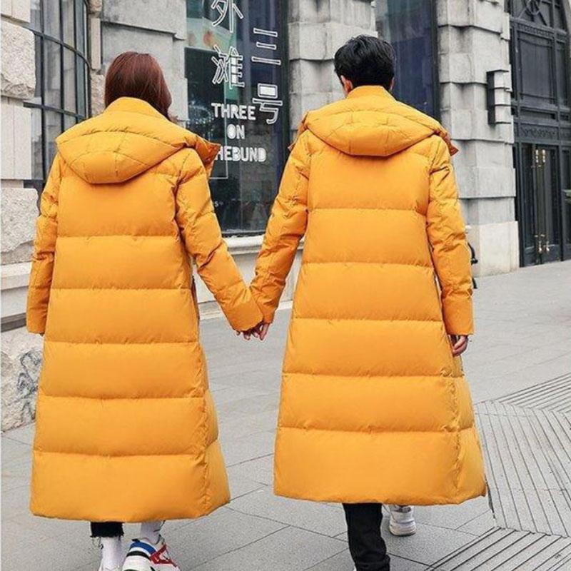 Winter Down Jacket Fashion Slim Fit Hooded Cotton Jacket Couple Super Long Plus Size Thick Coat for Women