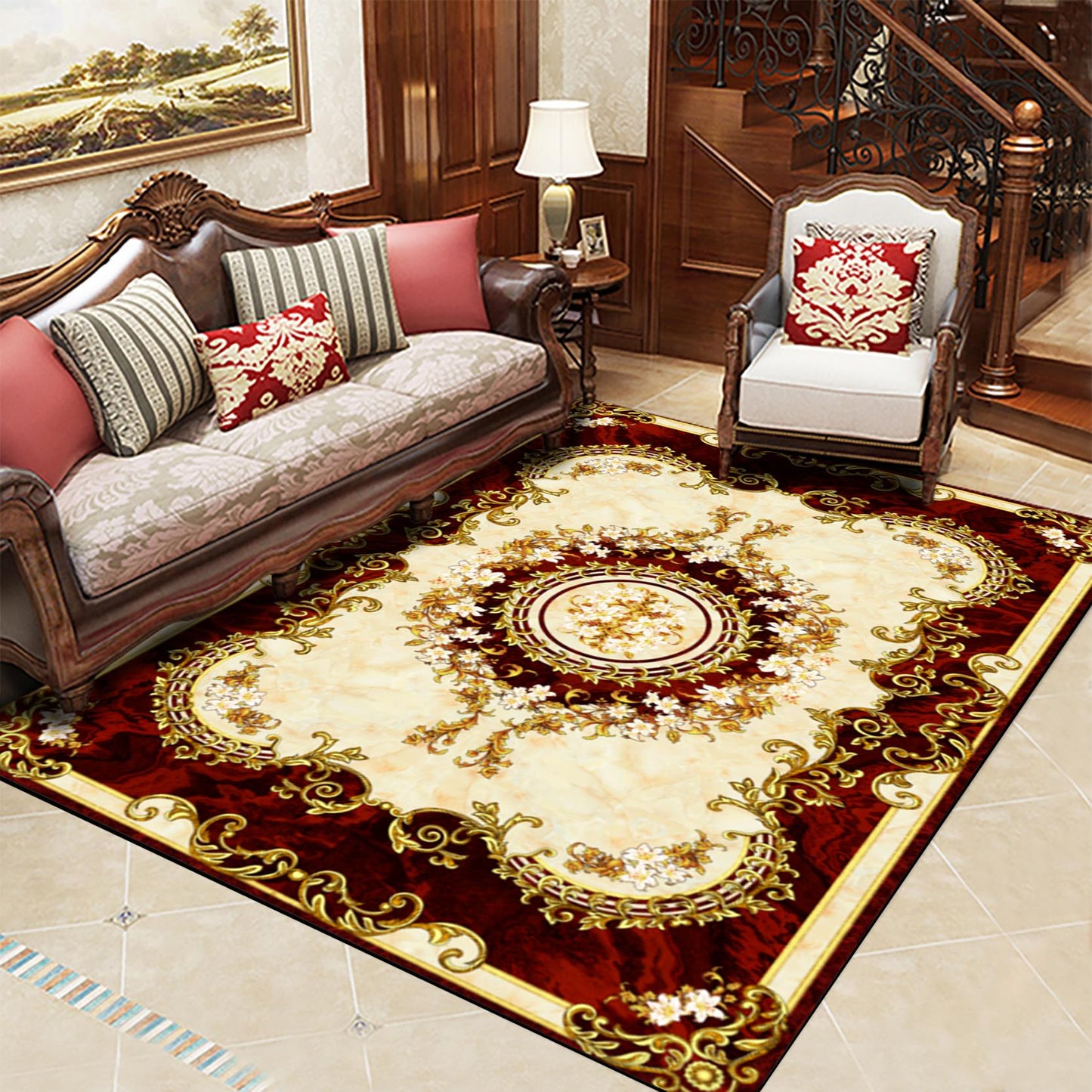 Luxury Romantic Flower Rug for Living Room American Country Style Carpet Bedroom Branded Rug and Mat