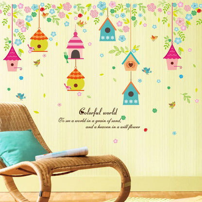 [Wall sticker ]Colorful House Flower Wall Stickers For Kids Rooms Baby Room Nursery Kitchen Living R