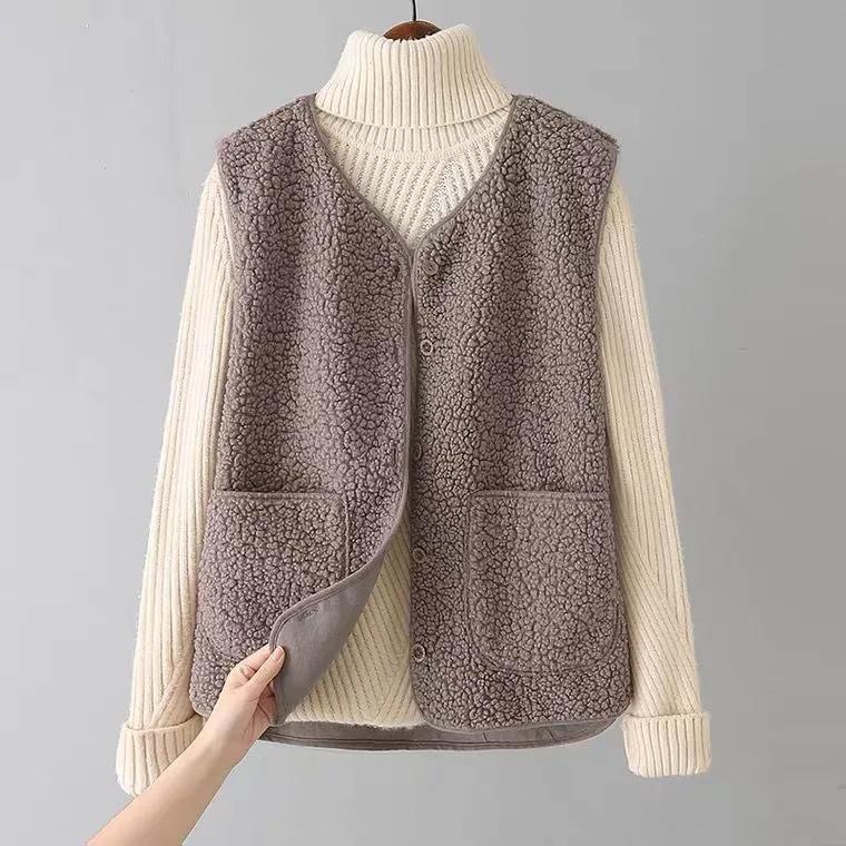 Fur One-piece Vest Women's Autumn and Winter Solid Color All-match Short Casual Fashion Jacket