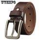 Fashion male belt cow genuine leather belts pin buckle black brown coffee waistband