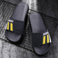 Size38-45 Summer Men Sandals Comfortable Non-slip PU Leather Letter Stripe Beach Slippers Casual Outdoor Slippers Drag Flip Flops