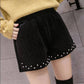 Loose Plus Size Women's Fat Mm Thin Gold Velvet Wide-leg Shorts Outer Boots Pants Women's Bead Rivet Shorts