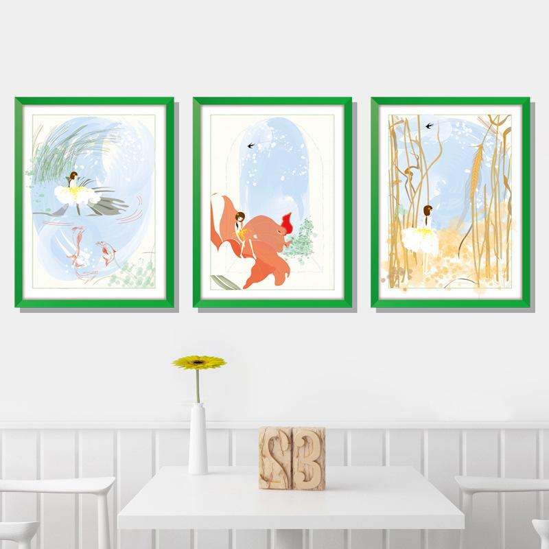 Three-dimensional triptych warm girl wall stickers study dormitory background decoration removable