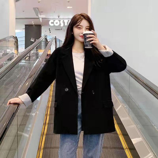 Women's Suit Jacket Spring and Autumn White Korean Version Streetwear Design Suit Ladies Slimming Blazer Loose Top Coat